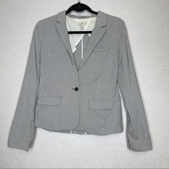 Joie Button Front Striped Cotton Blazer S - Picture 1 of 5